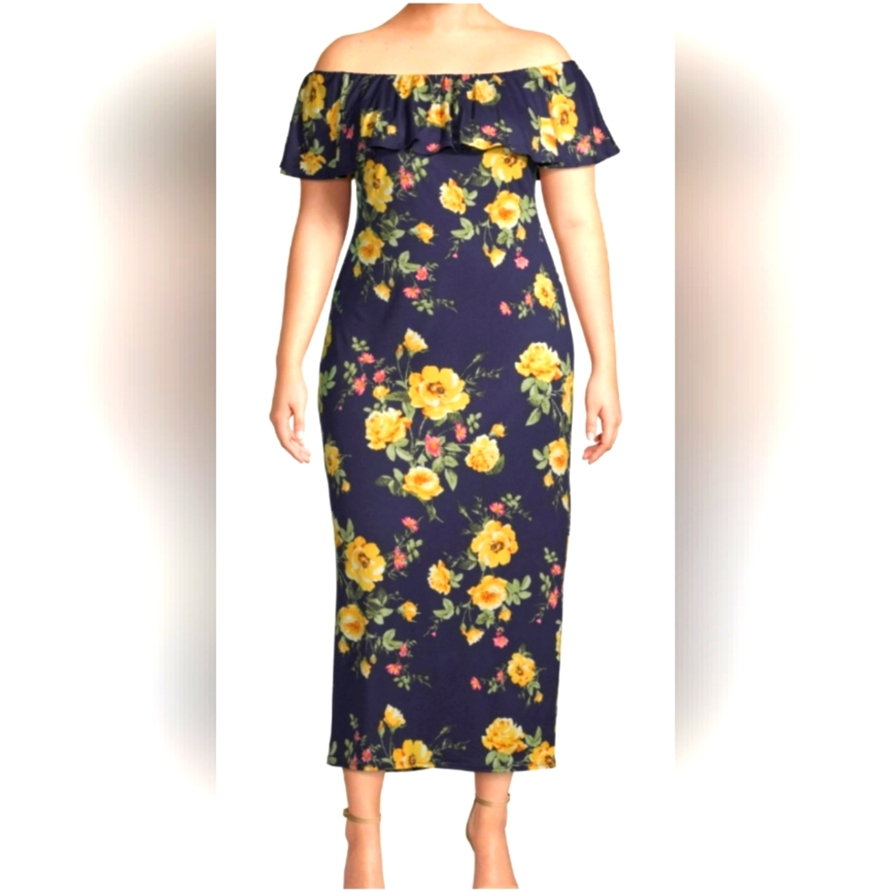 Urban Rose Juniors' Plus Size Off-Shoulder Maxi Dress